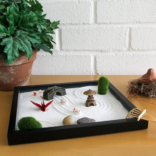 Zen Garden - Tabletop Rock Garden Sandbox For Desktop Meditation