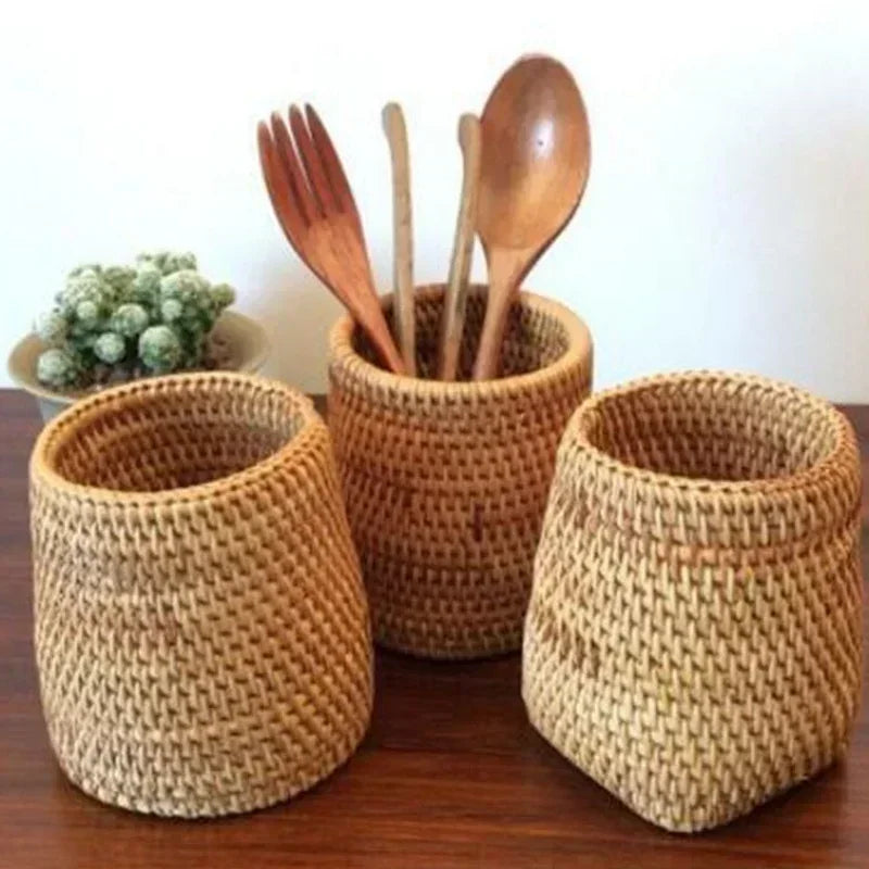 Handmade Pen Holder Hand Woven Wood Vine Rattan
