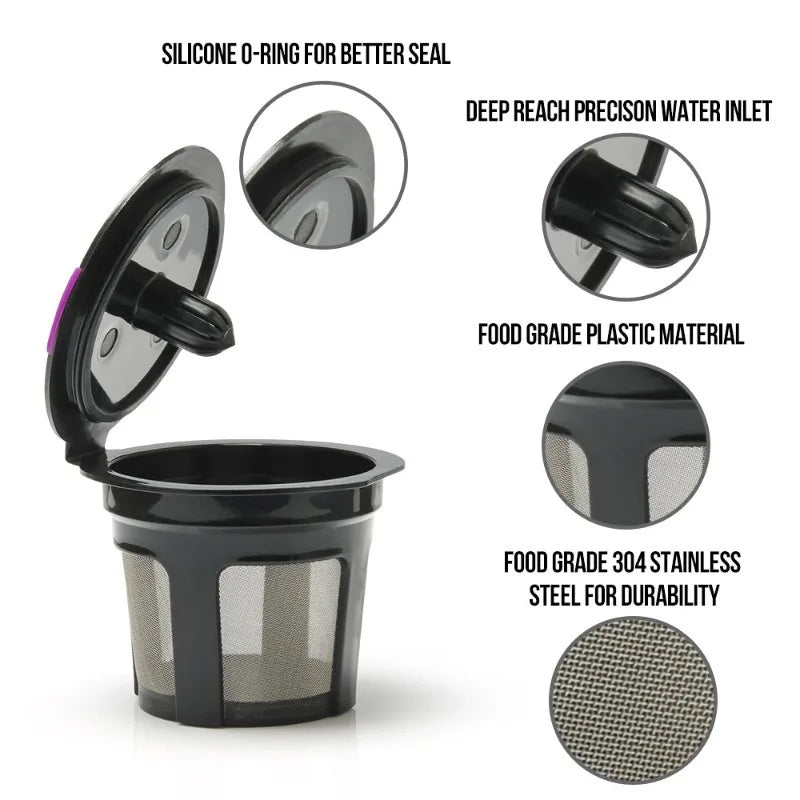 1/4-Piece Reusable K-Cup Coffee Filters with Integrated Mesh Filter Fill for Keurig 2.0 1.0 Mini Plus Select Single Cup Makers