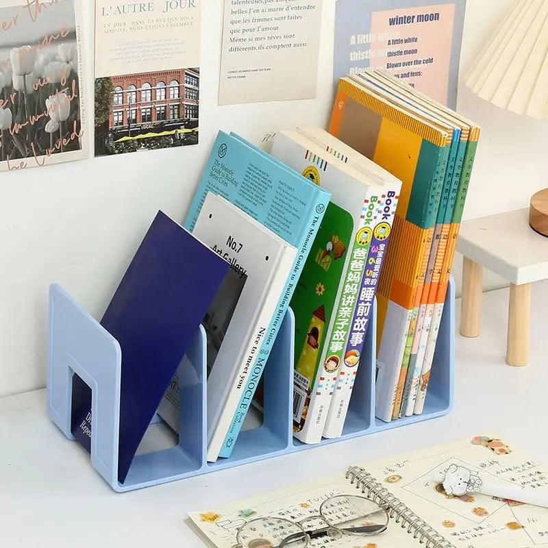 4 Grid Bookend Stand - Bookshelf File Organizer